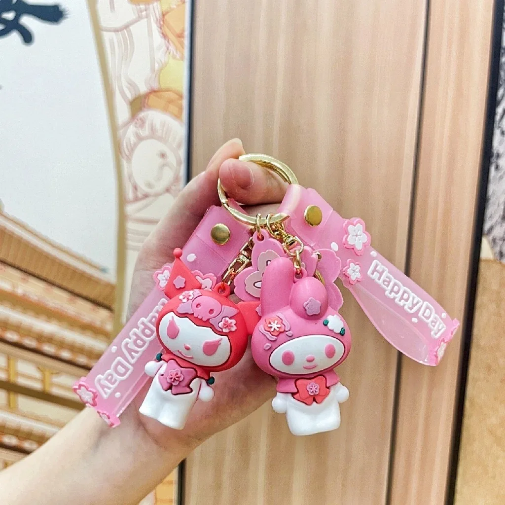 Sanrio Kuromi Melody Pochacco Purin Cherry Blossom Series llavero colgante bolsa colgante pequeño regalo lindo chica exquisita