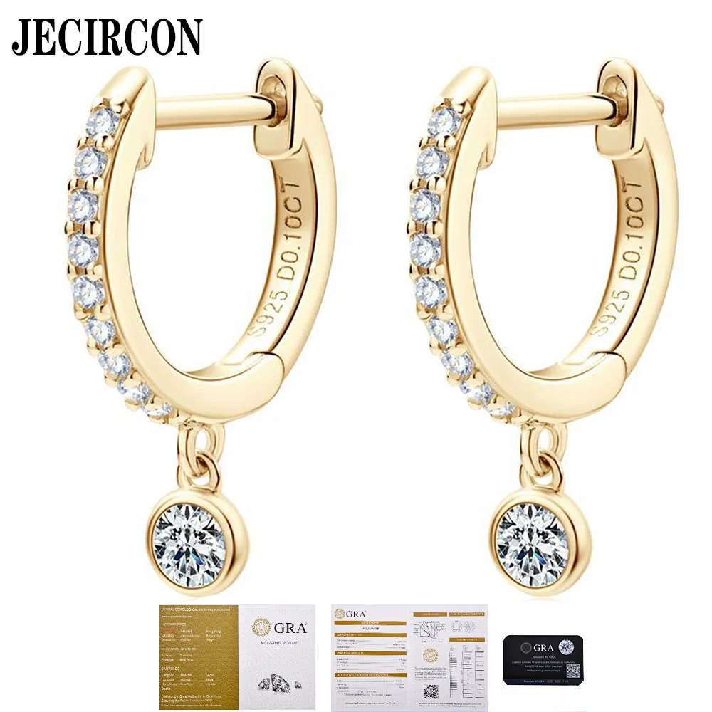 

JECIRCON 0.1ct Moissanite Drop Earrings for Women Fashion Versatile 925 Sterling Silver European and American Retro Cool Style