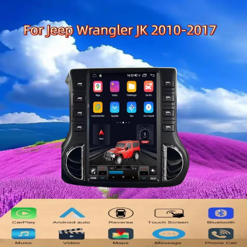 Carplay Android Vertical Screen For Jeep Wrangler JK 10-17 Car Multimedia Player GPS Navigation Head Unit Radio Tape Recorder