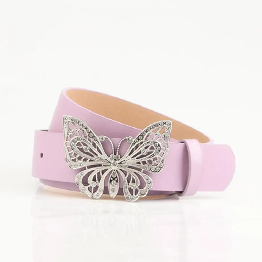 

Fashionable Dress Belt Women's Rhinestone Decor Belt with Adjustable Length Multi Holes Design Solid Color for Costumes