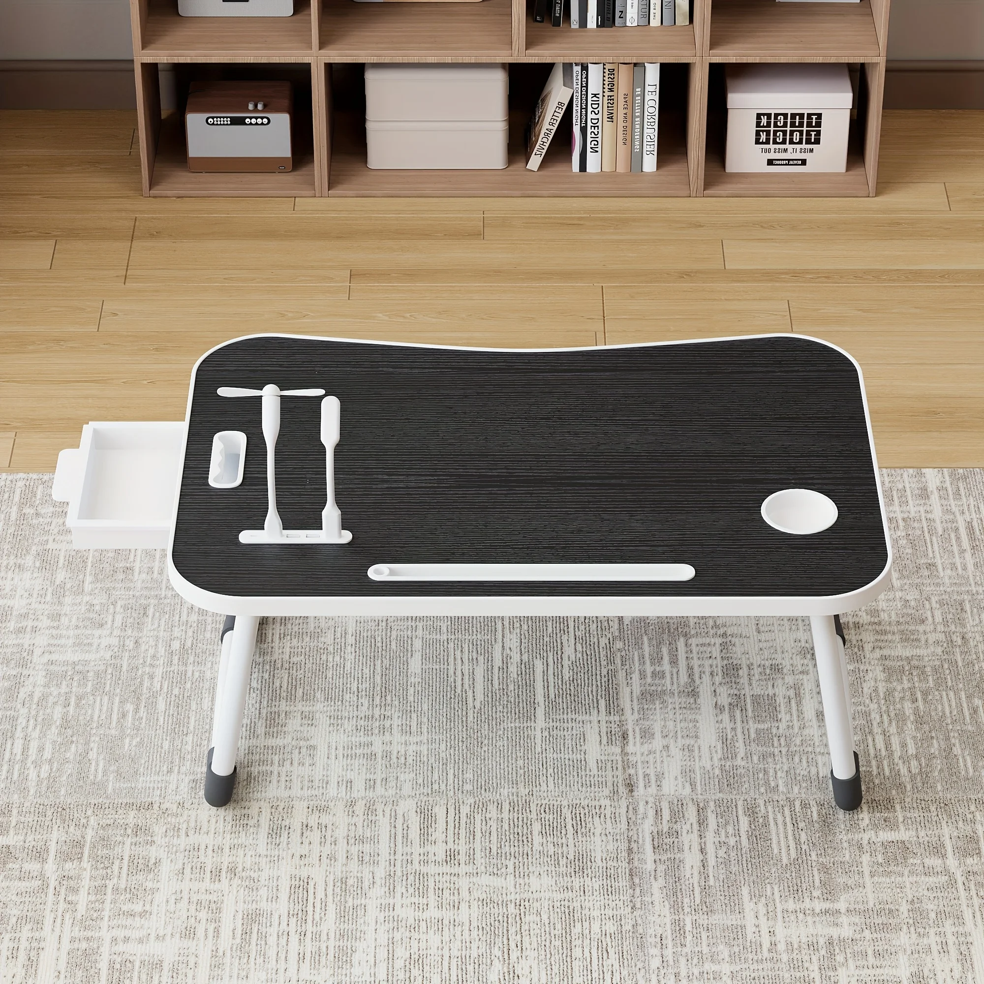 Portable Laptop Bed Table with Cup Holder, Multifunctional Tray Holder with Tablet Card Slot-Perfect for Eating, Reading, Writing On The Bed, Sofa, Or Floor - Stable, And Foldable, Durable