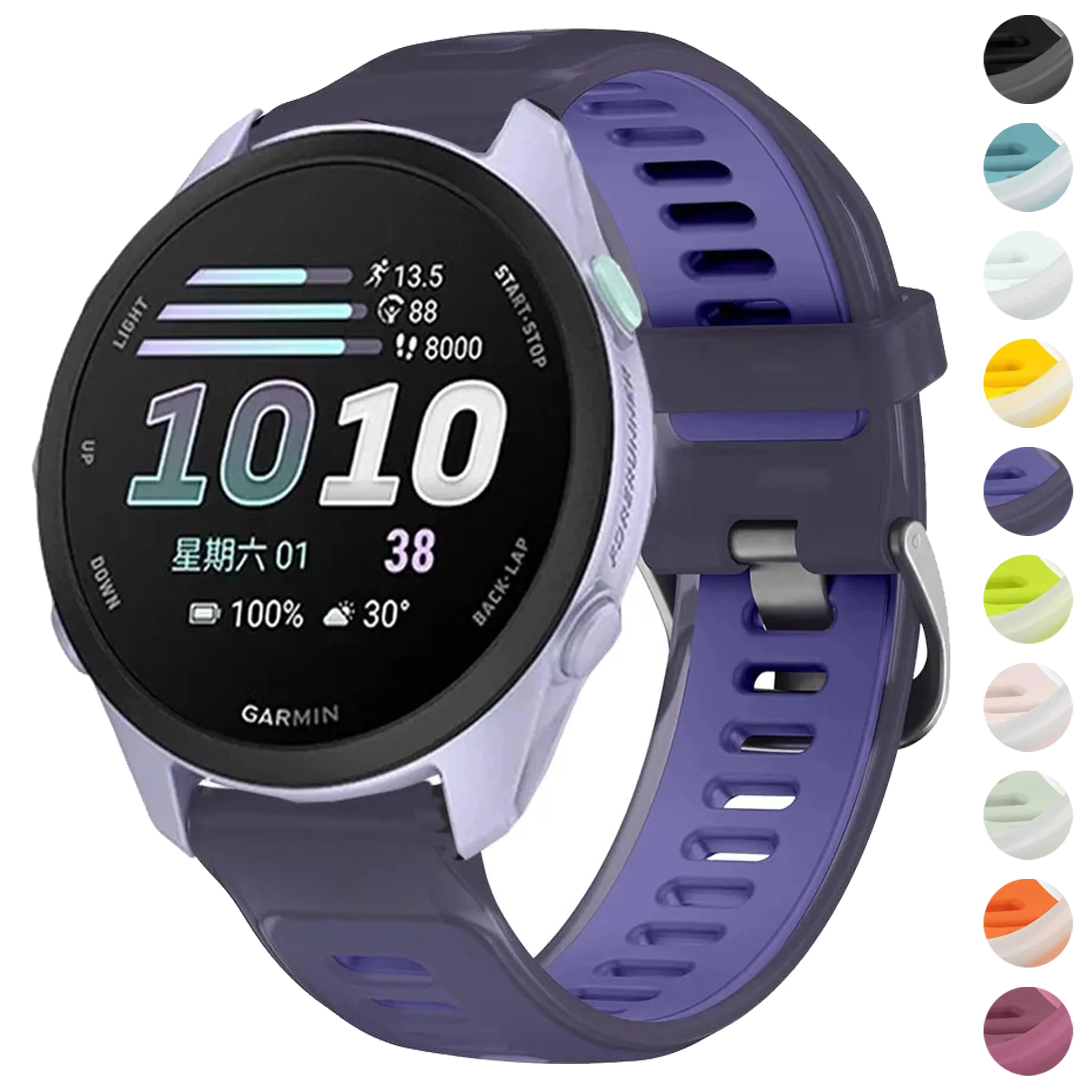 �y�Z�[�����zGarmin Forerunner 70�A170 Music�A570�A55�A158�A255�A165�A265S�AVivoactive 6�A5�AVenu 4�A45�A41mm�ɑΉ�����18/20/22mm�V���R�����o���h�B
