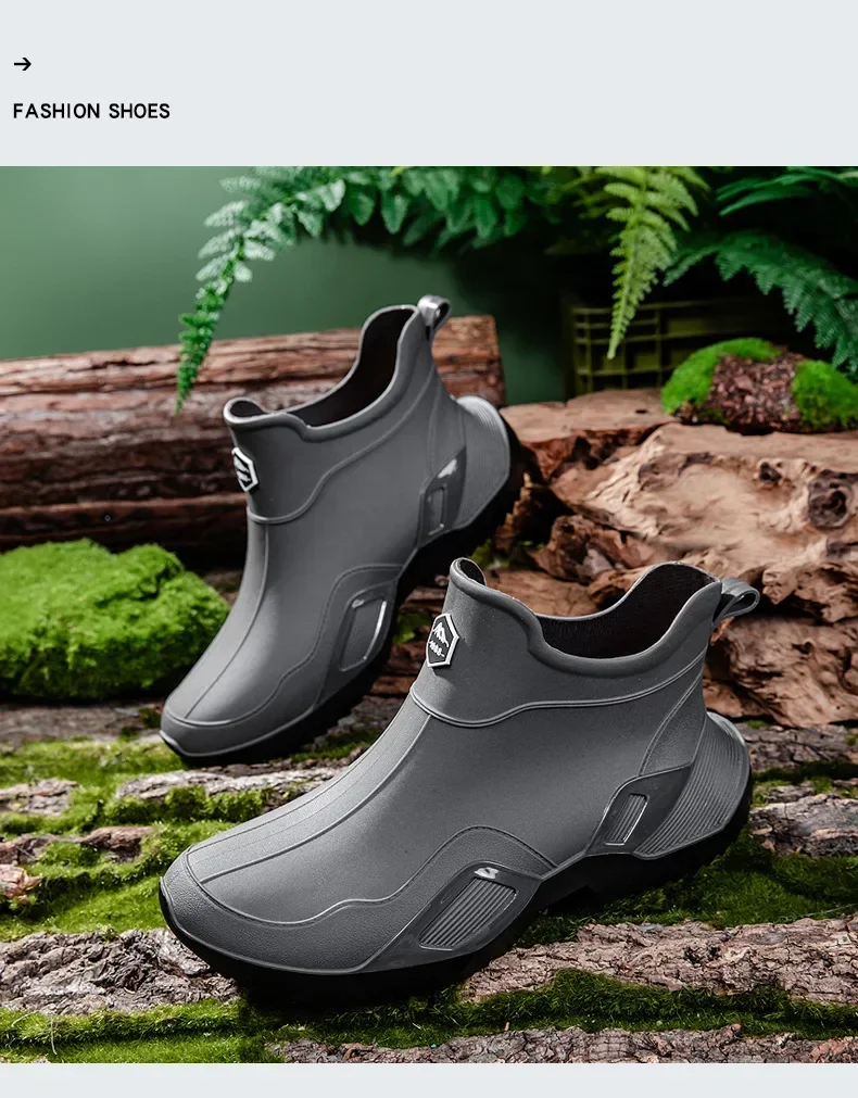 Unisex Kurze Regenstiefel Rutschfest Verstärktes PVC-Material Runde Zehenkappe Knöchelhoch Paarstiefel für Frühling und Sommer Wasserschuhe – Detail 36