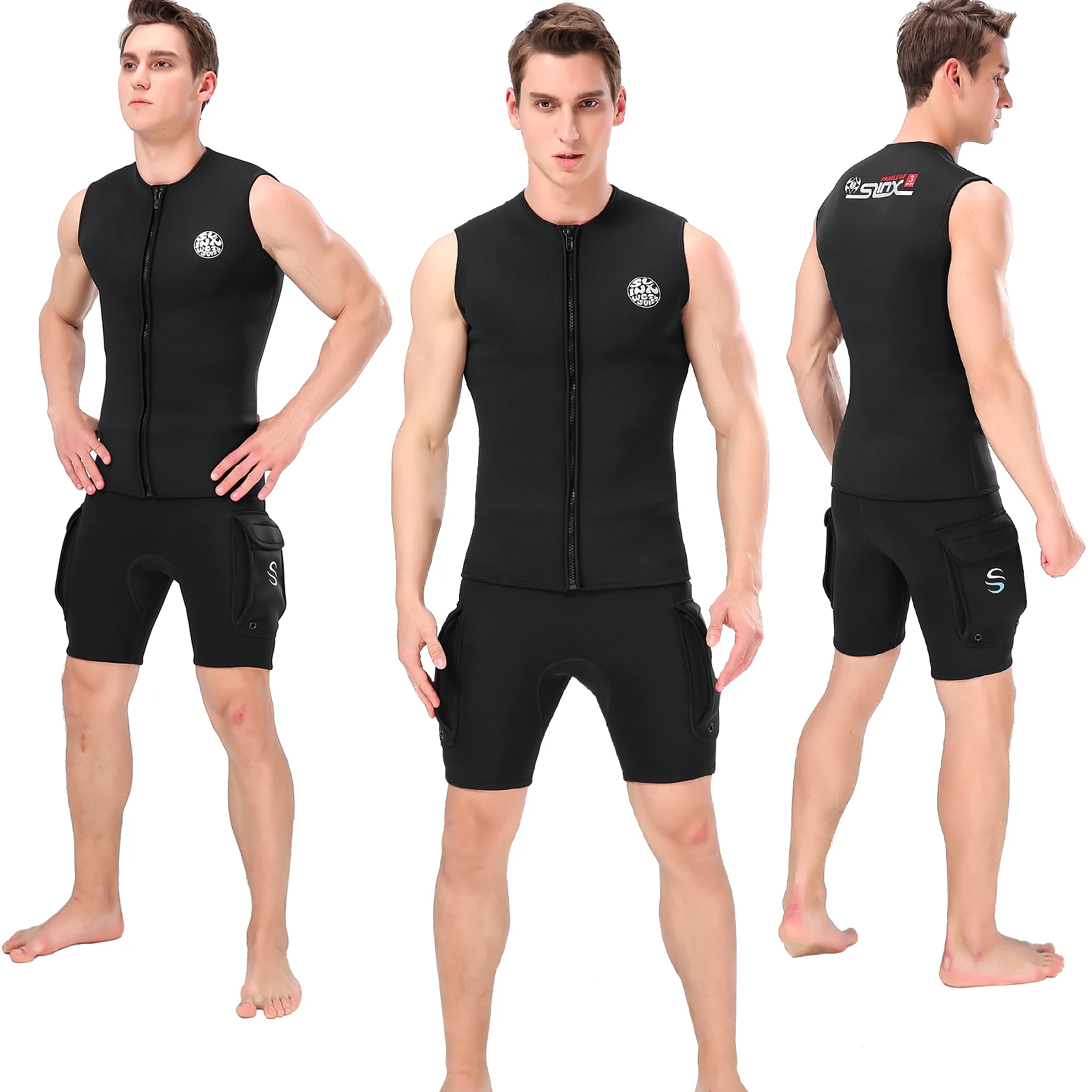 3mm Neoprene Wetsuit Top Vest Thermal Warm Sleeveless Vest for Diving Surfing Swimming Sailing