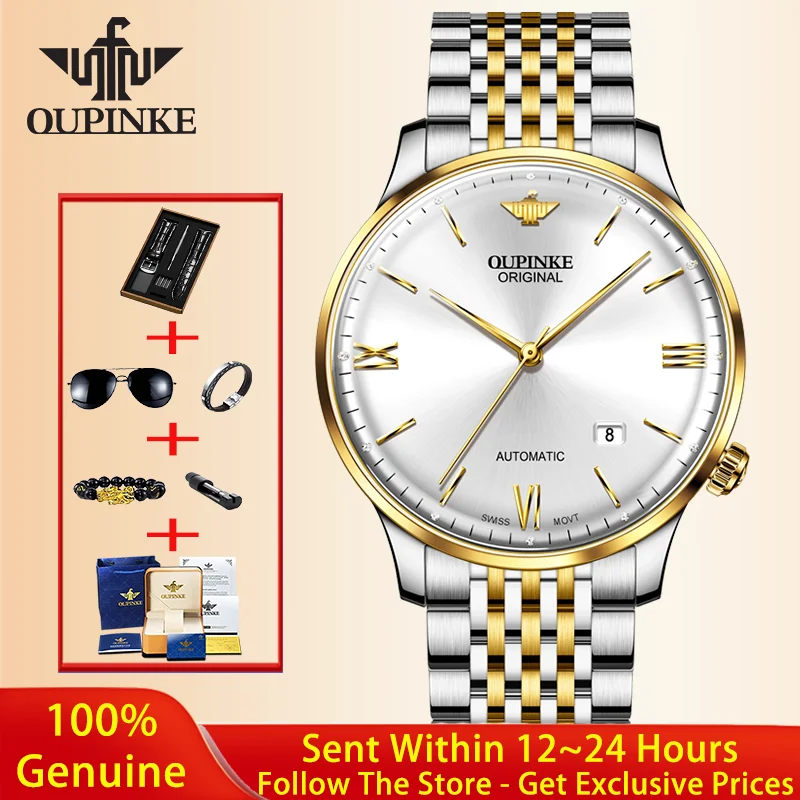 OUPINKE Top Swiss Certified Men Watch Luxury Brand Fully Automatic Mechanical Watch Ultra Thin Sports Original Men's Watch 3269
