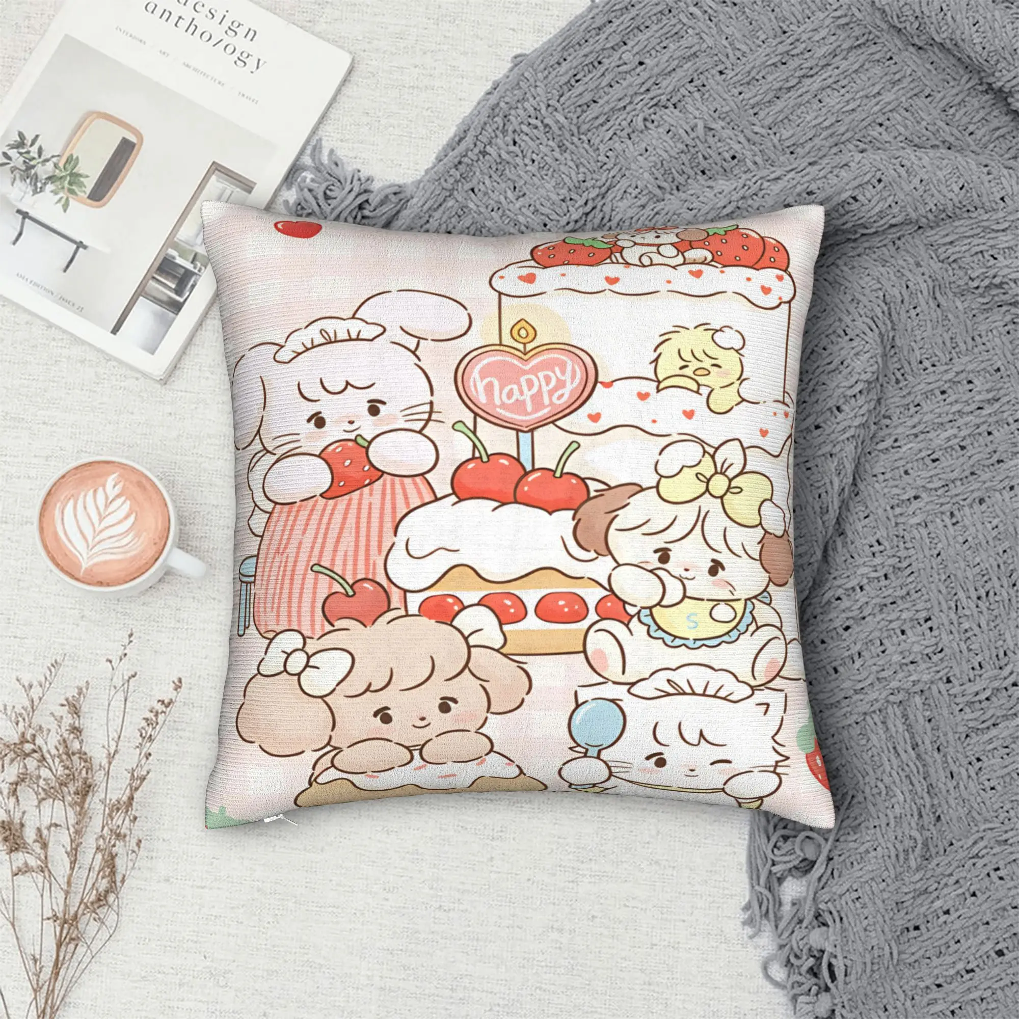 Mikkos Mousses Pillow Case  Square Pillow Cover For Chair Sofa Home Decor Novelty Cushion Cover
