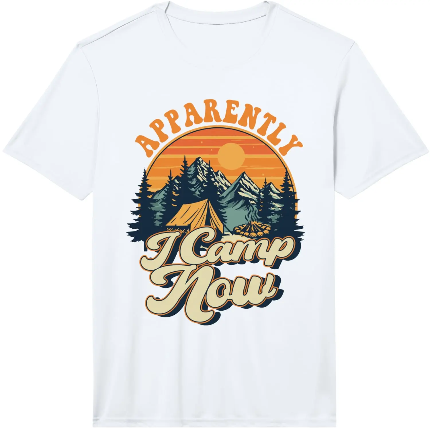 Apparently I Camp Now Outside Camping Family Matching Performance T-Shirt 100% Cotton Trendy Y2K Short-Sleeve Tee – Soft,