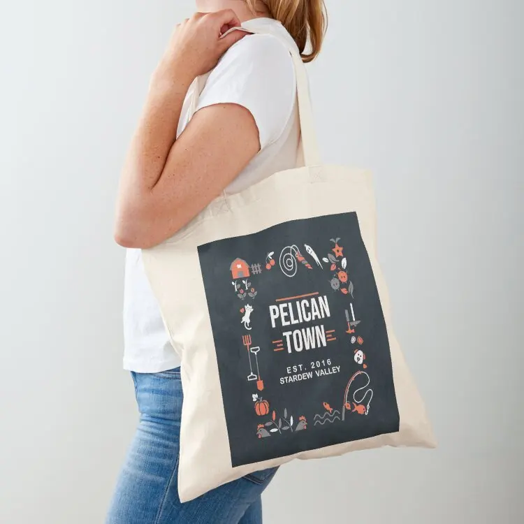 

Stardew Valley Inspired Pelican Town Tote Bag Shopping bags Customizable tote bag handbag tote bag men