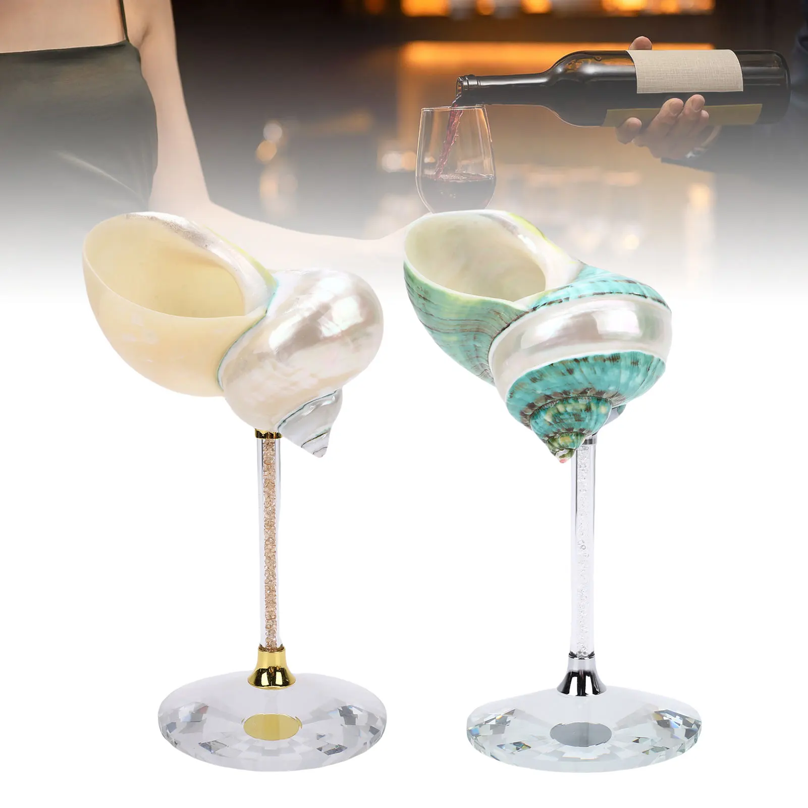 

Conch Shell Wine Glass Polished Seashell Unique Creative Drinking Goblet Cocktail Drinks Cup for Wedding Party Bar