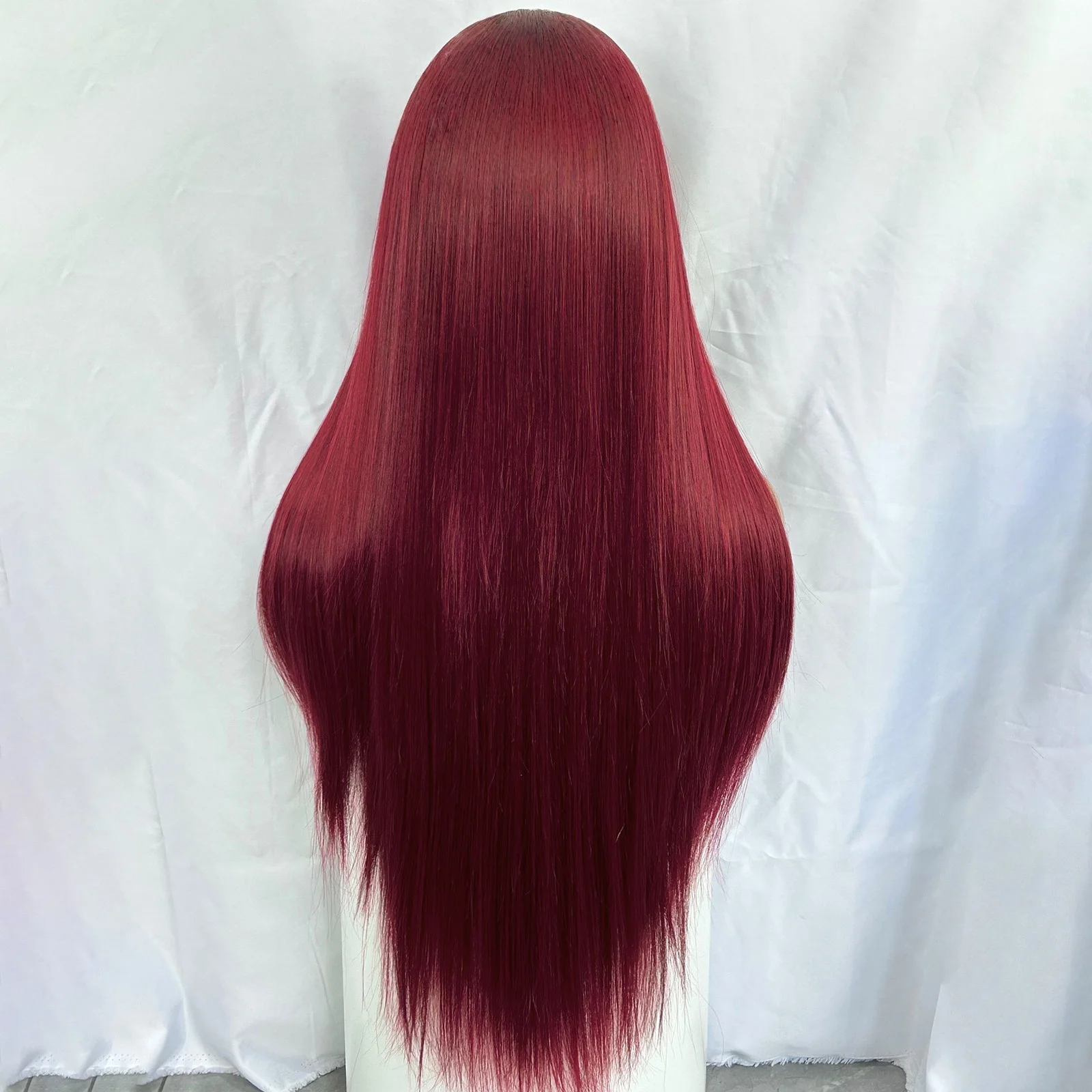 Long Dark Red Silky Straight 13x4 Lace Front Wigs for Women Free Part Burgundy 99J Natural Synthetic Hair Daily Party Cosplay