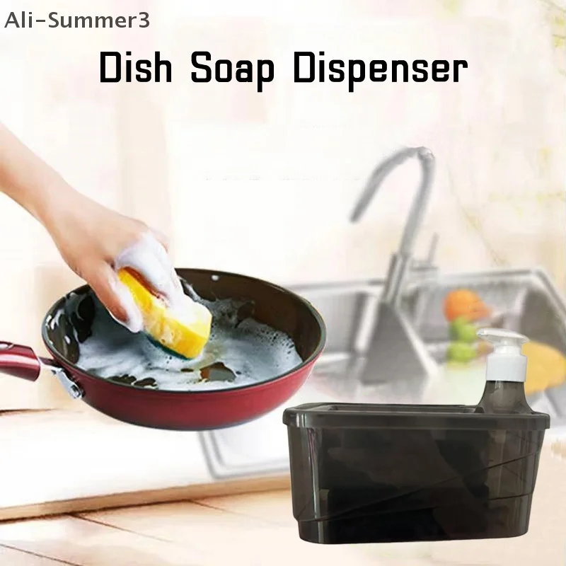 

2-in-1 Liquid Soap Dispenser With Dishwashing Brush Hand Soap Dispenser Automatic Soap Dispenser And Scrubber Holder With Sponge