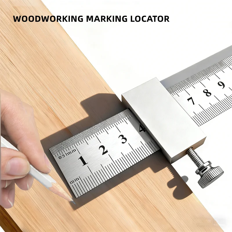 Protable Accurate Positioning Woodworking Tools Carpentry Steel Ruler Positioning Limit Block Measuring Marking Gauge