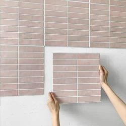 1/10pcs 3D Wall Stickers, Self-adhesive 3D Pink Tile Stickers for Kitchen and Bathroom, Water Mold Resistant, 30x30cm