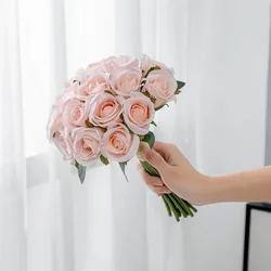 26CM Artificial Bouquet with 18 Bridal Notes Rose Bouquet Home Decoration Wedding Photography Handmade DIY Flowers