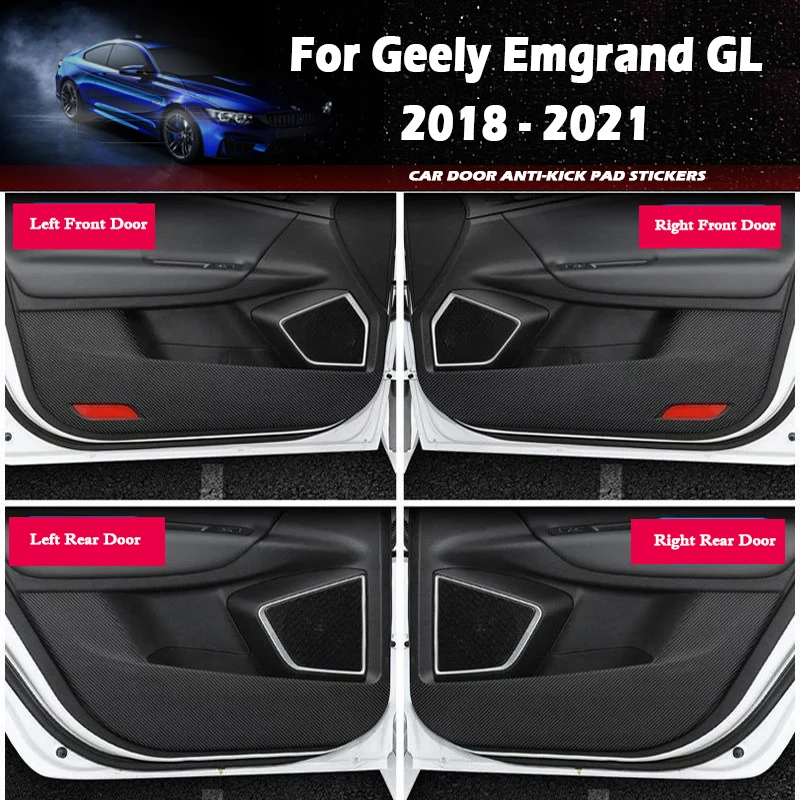 

Для Geely Emgrand GL 2018 2019 2020 2021, противоударная накладка на дверь автомобиля, кожаный коврик из углеродного волокна, защитная пленка от грязи, наклейка