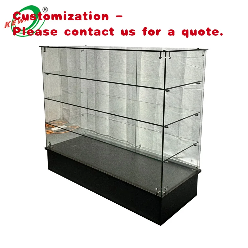 custom.Custom 48inch Hinged Door Glass Display  Frameless Floor Standing Display Cabinet