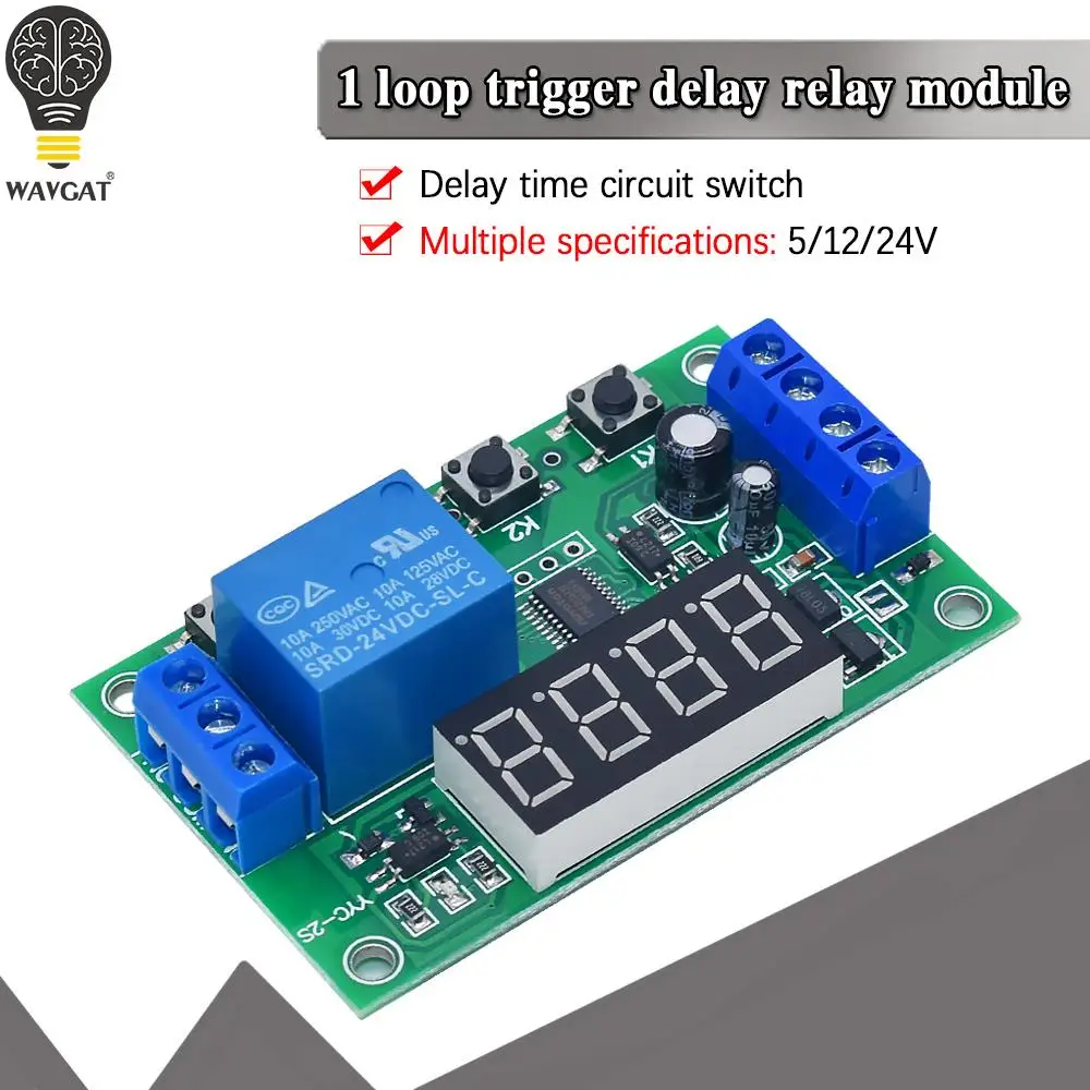 YYC-2S จอแสดงผล LED ปรับโปรแกรมหน่วงเวลาโมดูลรีเลย์ 5V12V24V เวลาคงที่ decoupling PULSE CYCLE Power off Trigger