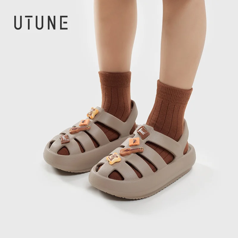 UTUNE Roman Sandals Kids Summer Shoes For Girls And Boys Cute EVA Slipper Outdoor Thick Cushion Beach Shoes 3-7Y  Children Shoes