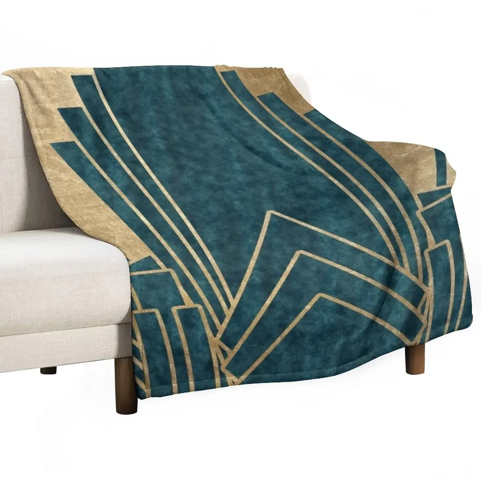 

Art Deco glamour - teal and gold Throw Blanket Luxury Comforter Blankets