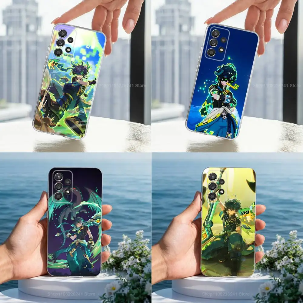 Funda de teléfono K-kinich Genshin Impact para Samsung A30,71,51,S9,10,20,Ultra,FE,Lite, S22,23,21,PIus, transparente, funda de silicona