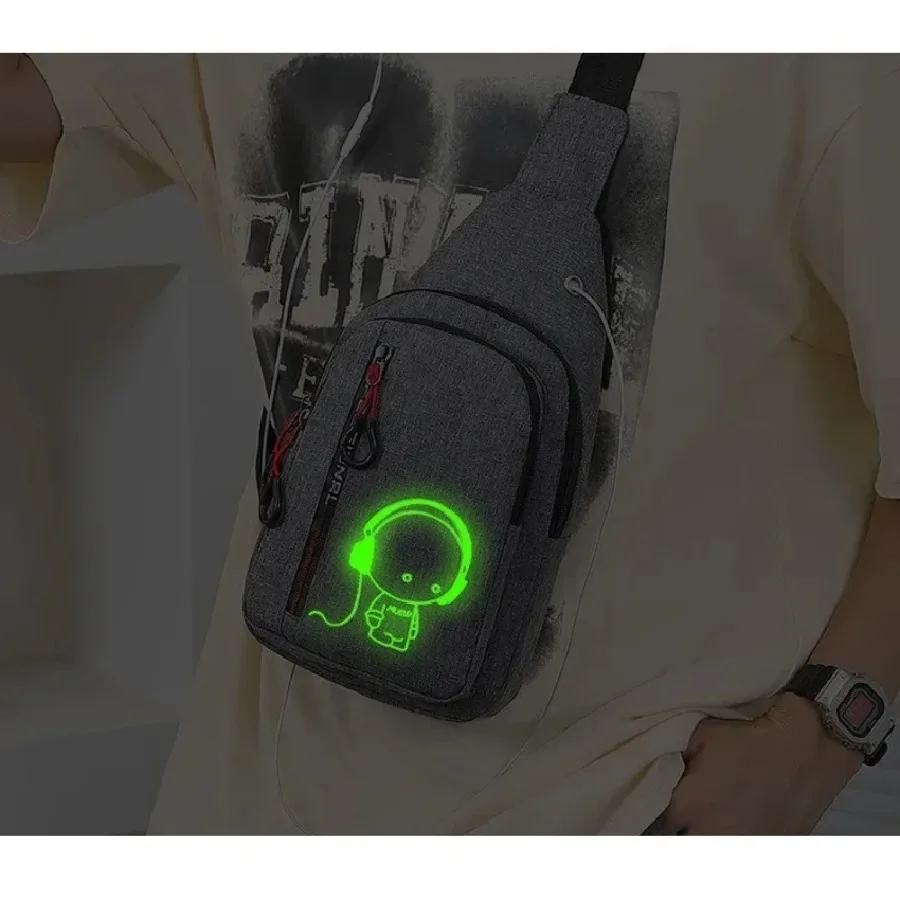 

Luminous child men's chest bag new fashion crossbody bag multi-layer small satchel leisure outdoor small backpacks