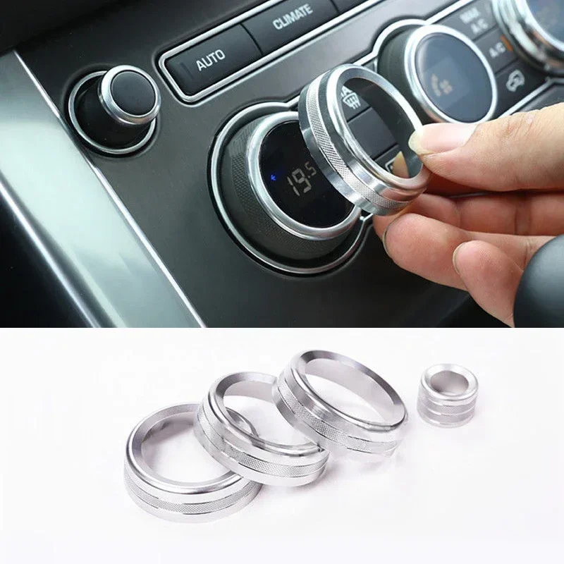 FINDME 4pcs/Set Knob Covers Aluminum Alloy Silver For Land Rover Range Rover L405 4pcs Console Air Condition Knob Cover 2013-201