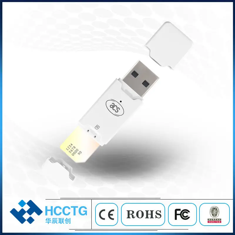 ACS USB Contact SIM-sized Smart Card Reader with Built-in Button Loop String ACR40T