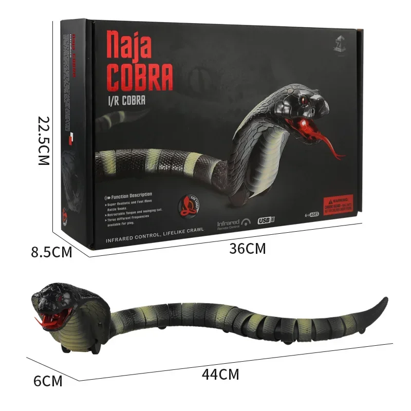 [Grappig] Truc speelgoed Afstandsbediening dier LED licht IR RC Snake King cobra elektronische huisdier robot model eng Prank speelgoed grap speelgoed