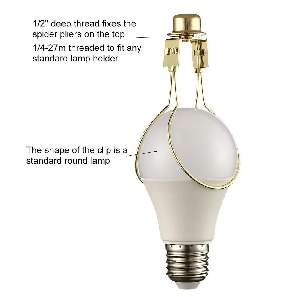 Durable Harp Includes Light Bulb Clip Supporting Iron Lamp Shade Cap Finial Top Holder Adapter Lamp Decoration image 3