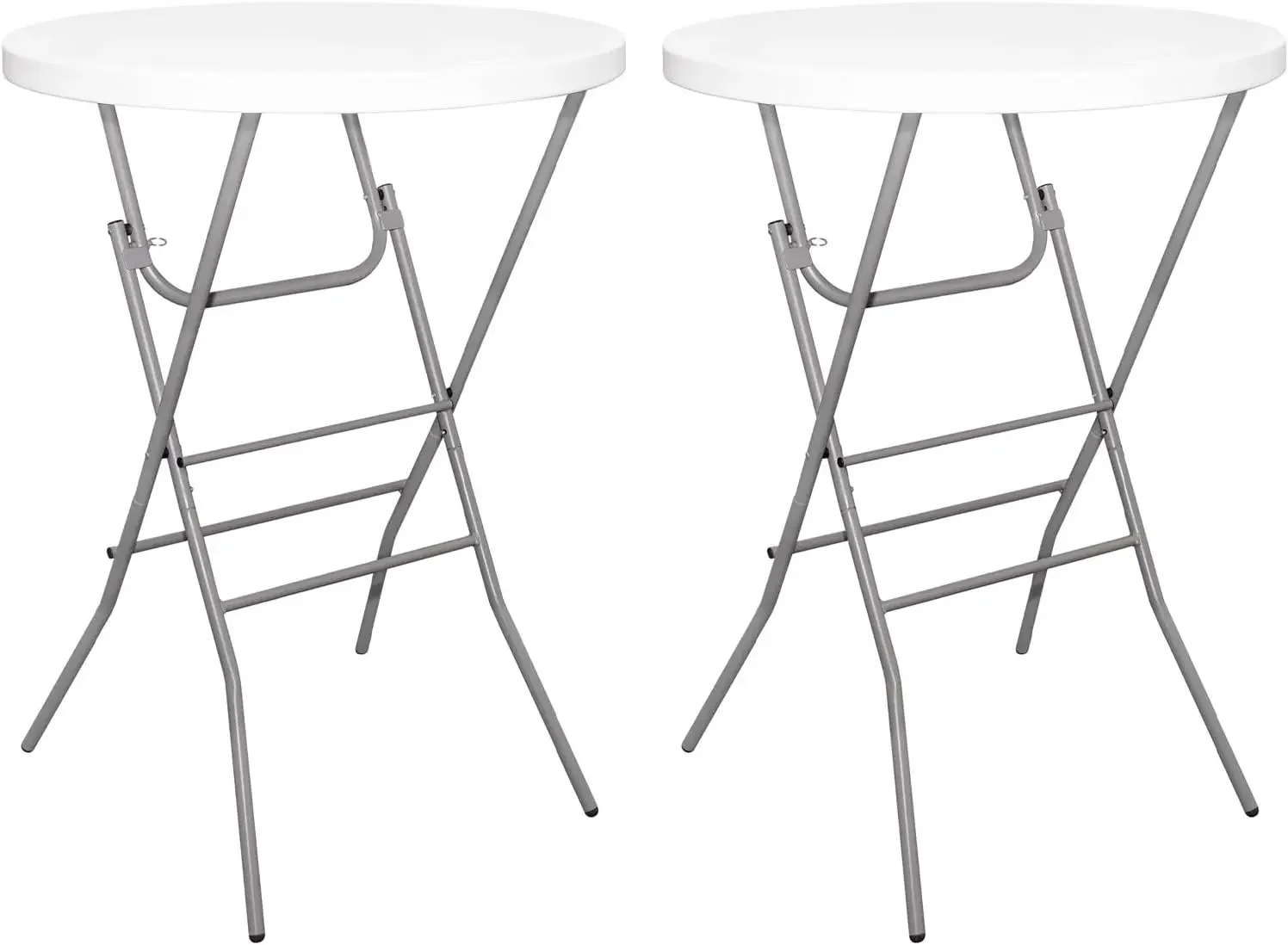 32in Round Folding Cocktail Table, High Top Table Indoor Outdoor, White Bar Table for Parties, Patio, Backyard, Dining Room