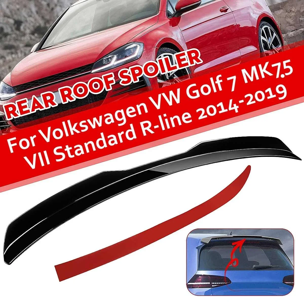 

For Volkswagen VW Golf 7 MK75 VII GTI R-Line 2014-2019 Rear Roof Spoiler Glossy Painted Carbon Black Body Kit Car Accessories