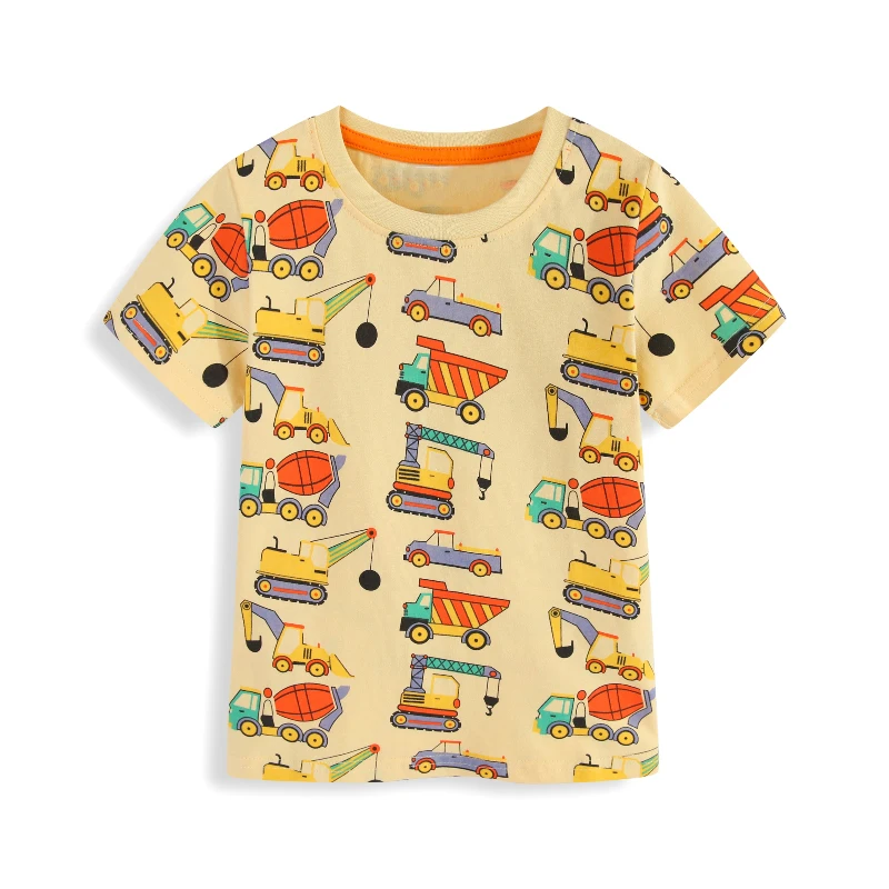 TUONXYE Children's Clothing Cartoon Excavator Bulldozer Vehicle Baby Boys T Shirts Summer Infants Kids Top Tees for Boys Shirts