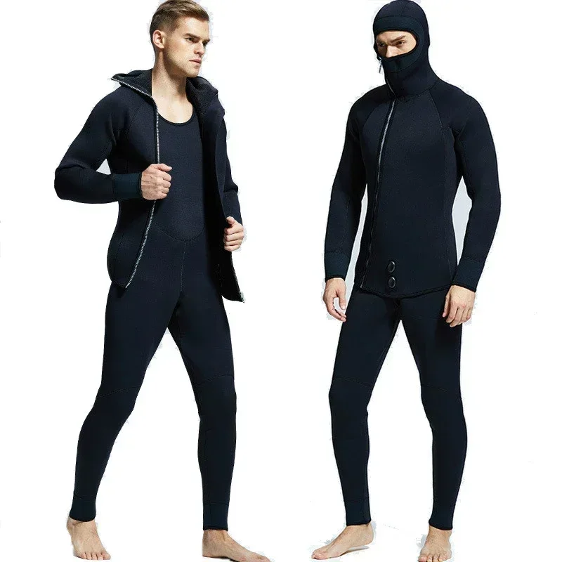 

Men's 5mm Neoprene Wetsuit 2 Pieces Scauba Diving Spearfishing Suit Wetsuits Hoodie Black