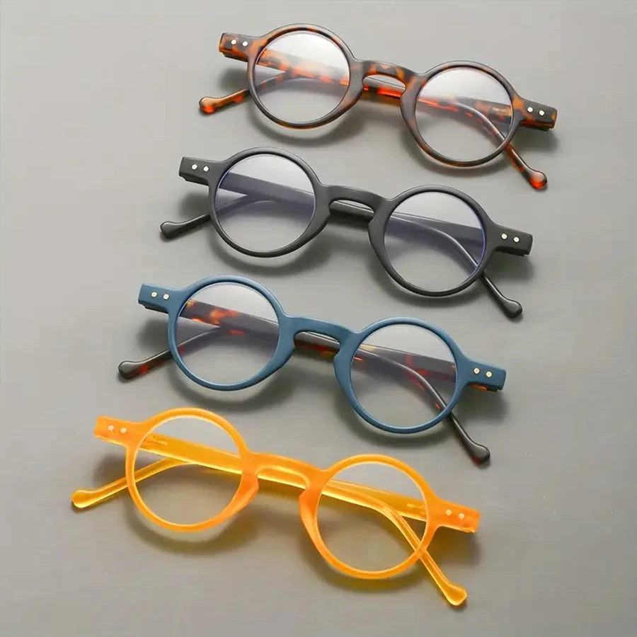 Montura de gafas de carey retro japonesa, gafas de lectura, montura de gafas redonda pequeña y versátil a la moda