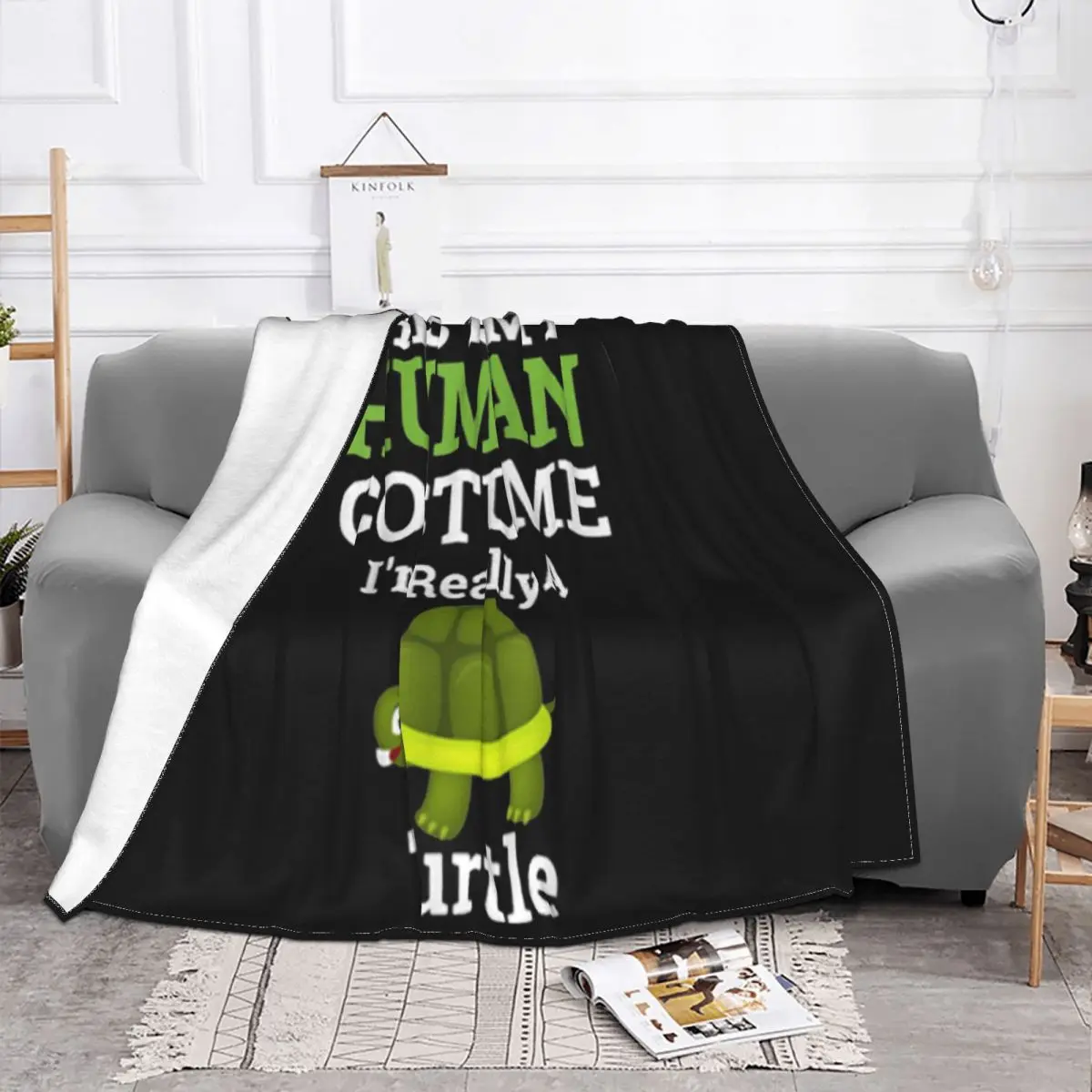 Top This Is My Human Costume I'M Really A Turtle Halloween Vintage Punk On Sale Man Men Throw Blanket