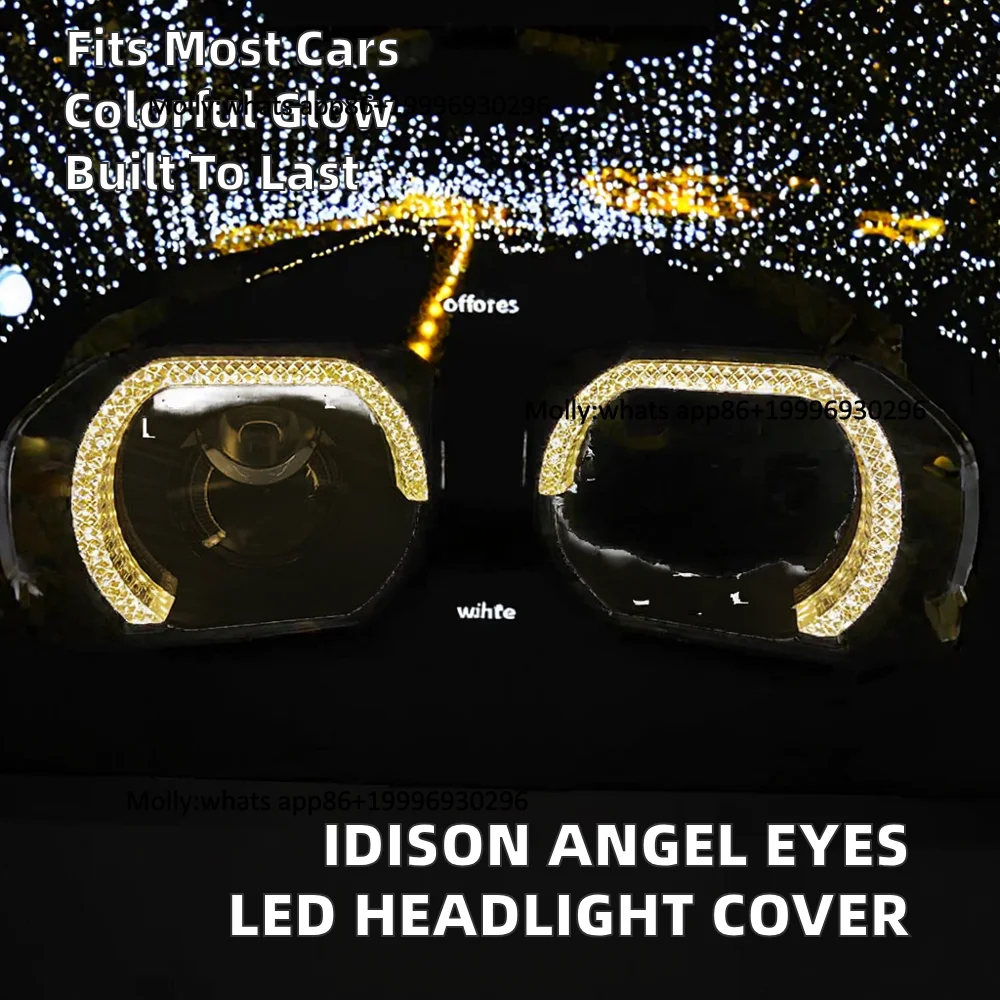 IDISON 5D F3L Black 3inch 12V New Retrofit/Upgrade Angel Eyes Mask Led Halo Rings Shroud Headlight Cover for Front Projector