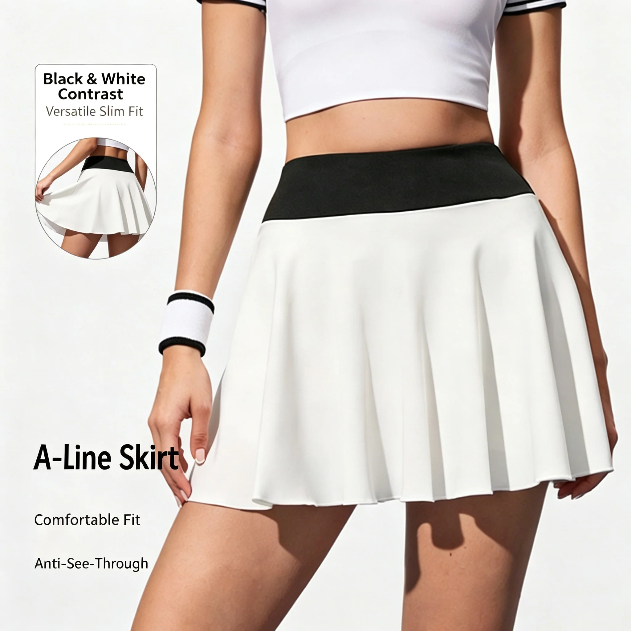 Women's Solid Color High Waisted Tennis Pleated Skirts Inner Pocket Quick Drying Sports Short Running Fitness Skirt Streetwear