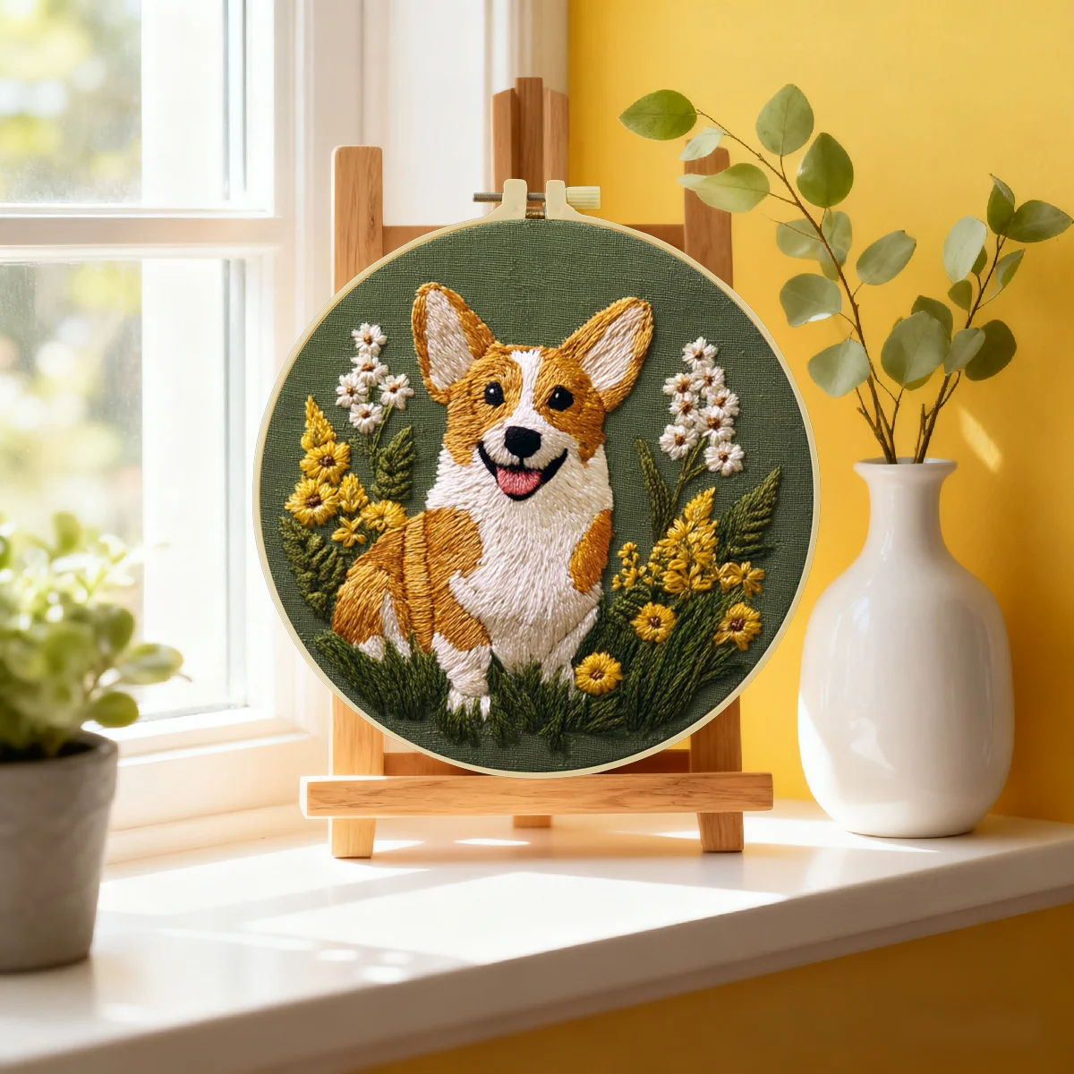 1 Stück 20X20CM/15X15CM 7,87/6,3 Zoll Hund Stickerei Starter-Kit DIY-Kit DIY-Stickerei-Set für Anfänger Nadelkunst – Detail 2
