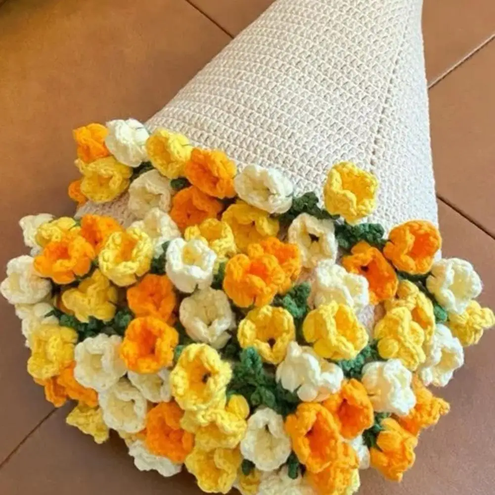 Floral Design Throw Blanket Diy Bouquet Blanket Diy Crochet Flower Blanket Kit Rose Bouquet Throw Craft Set Soft for Mother's