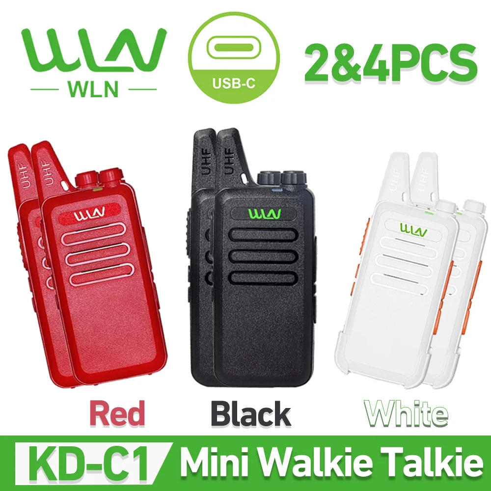 WLN KD-C1 Walkie Talkie portabel UHF 400-470 Mhz, Walkie Talkie Mini 16 saluran pengisian daya tpye-c KD-C1T