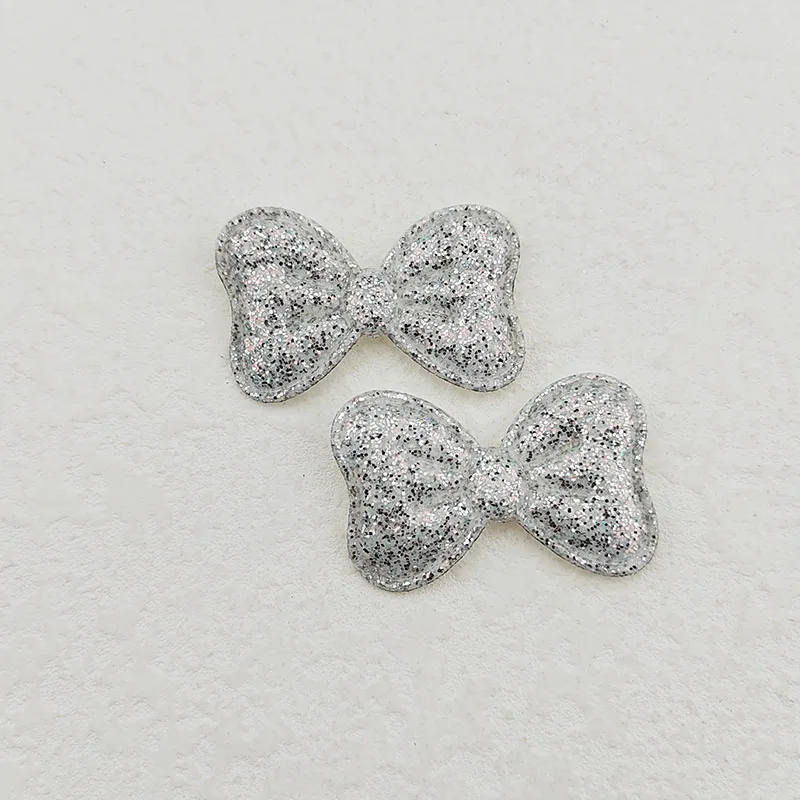 100 Stück Glitzer-Stoff-Schleifenapplikationen 4x2,5 cm für DIY-Nähprojekte, Kopfbedeckungen, Haarspangen, Schleifendekorationen, Aufnäher für Kleidung und Hüte – Detail 16