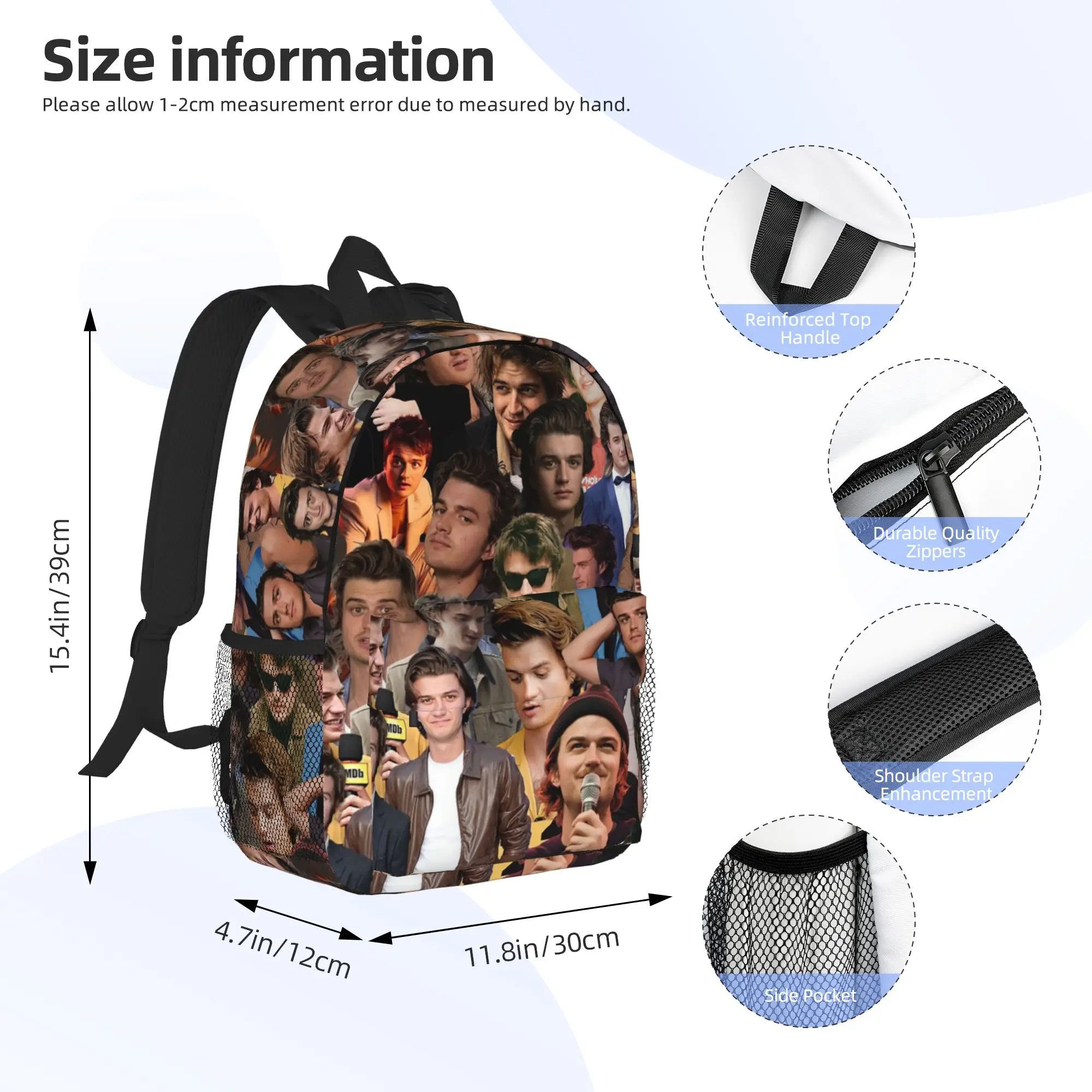 Joseph Keery Photo Collage Backpack Hot Sale Daypack Large Capacity Boys Girls BookBag Shoulder Bags for Men Women School Bag