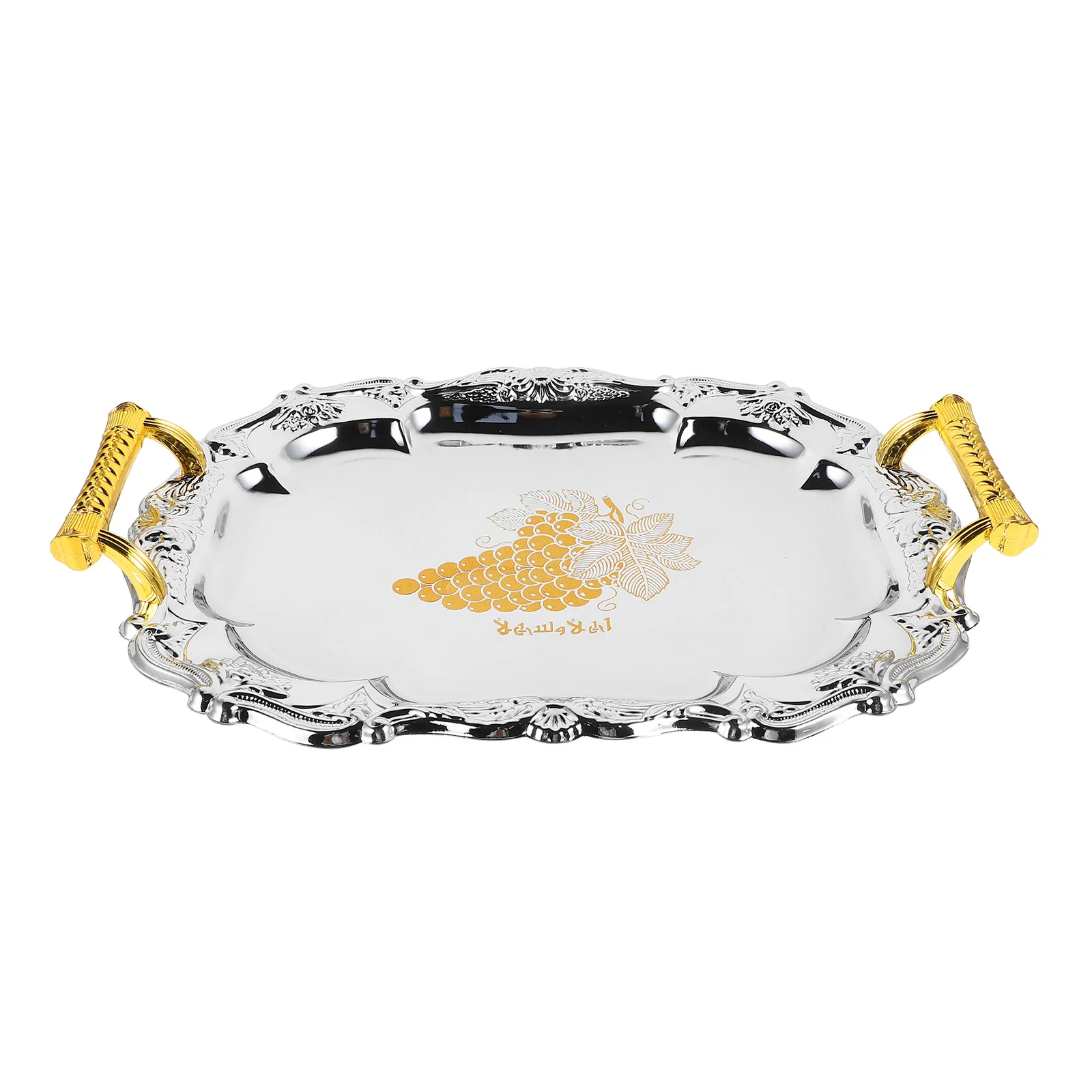 

European Style Thickened Round Stainless Steel Serving Tray Vintage Design for Hotels Restaurants Home Serving Pastries Tea