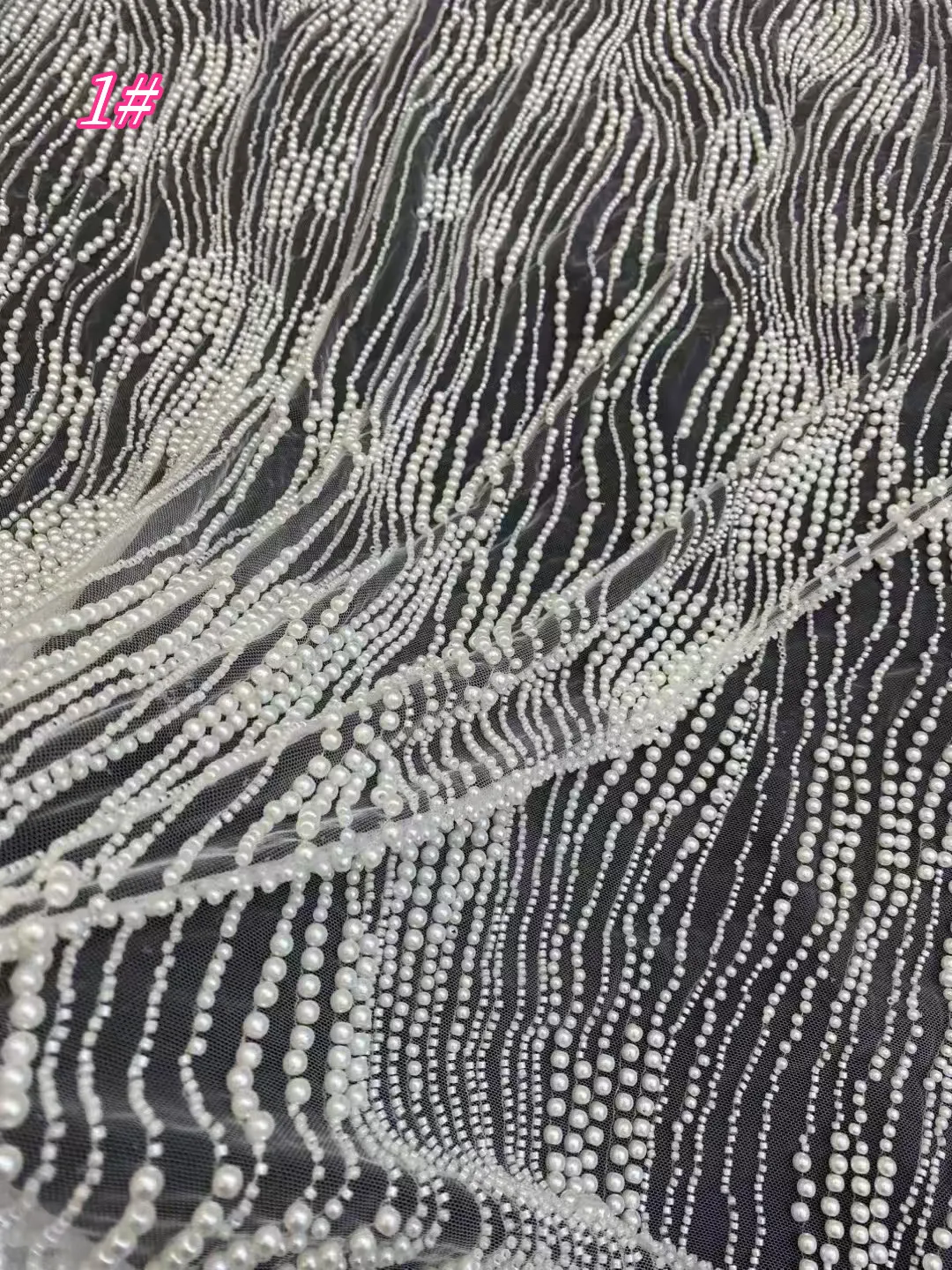 Europe and the United States luxury fashion wedding dress fabrics, French tulle lace sequins bead tube embroidery good lace fabr