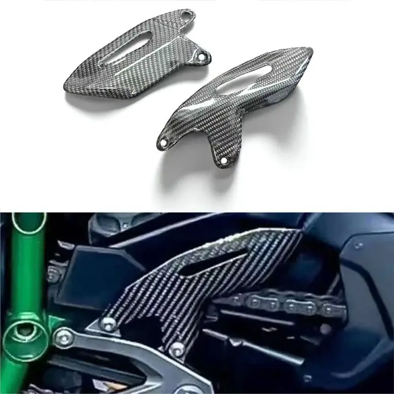 AU05 -For Kawasaki Ninja H2 H2R 2015-2024 ألياف الكربون دراجة نارية كعب الحرس لوحات مساند القدم الملحقات