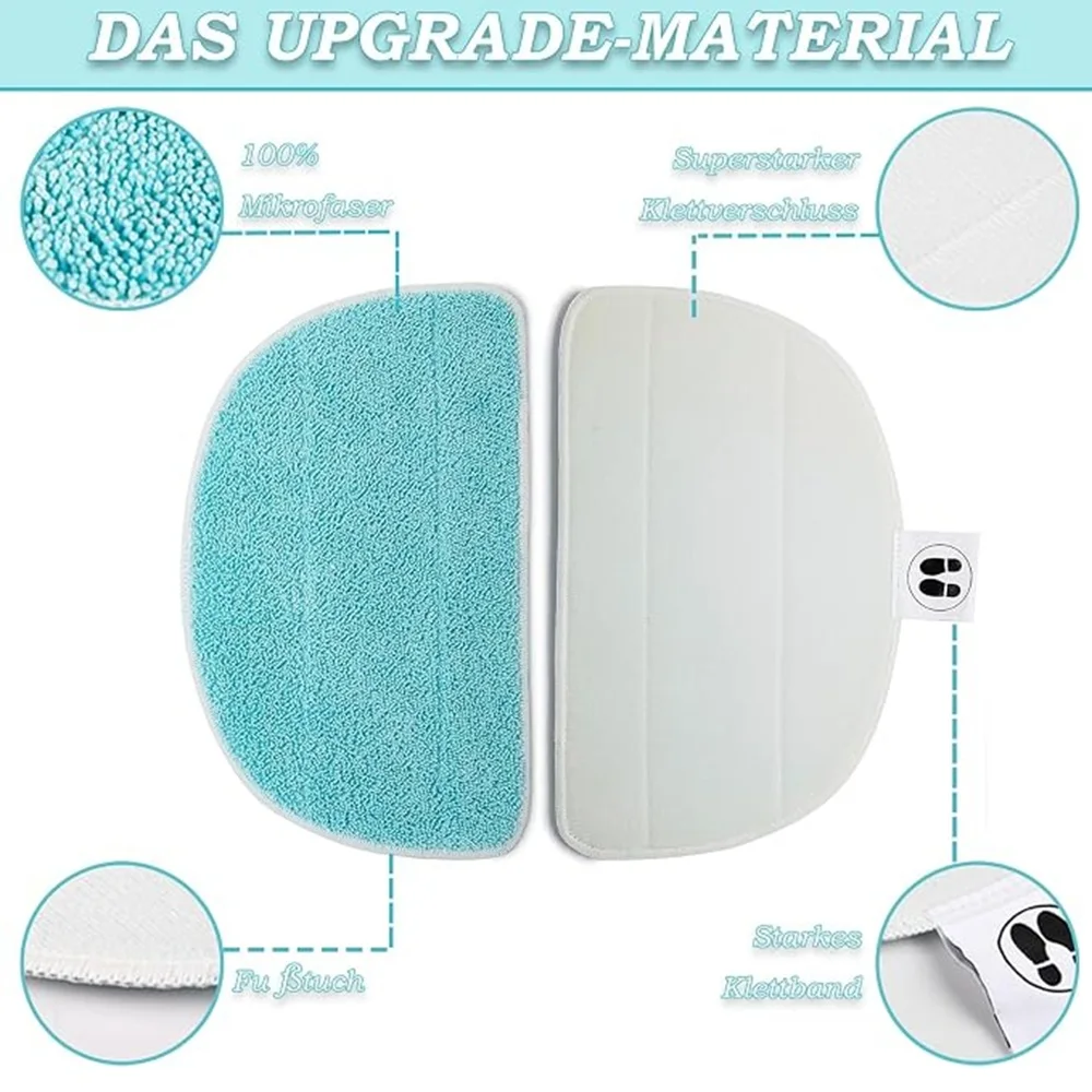 6PCS Replacement Microfiber Mop Pads Compatible with Leifheit CleanTenso Power 2.0 Steam Cleaner Cloth 11940 Washable Floor Mat