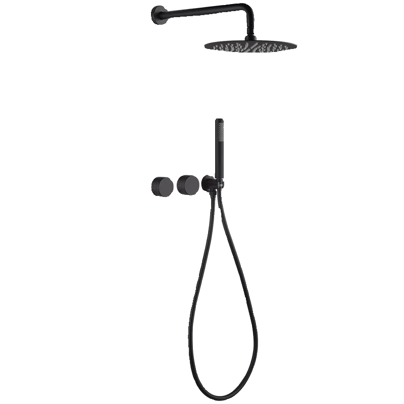 

All-copper minimalist brushed silver concealed wall shower shower buried wall hot and cold mixing valve shower set