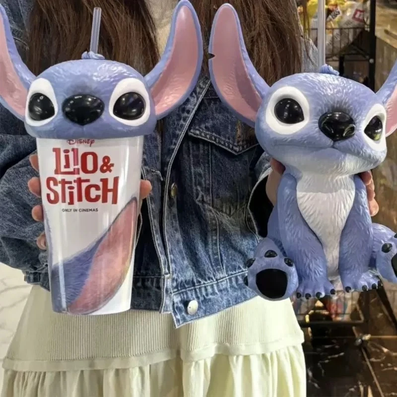 

Cute Cartoon Anime Peripheral Stitch Doll Model Big Head Water Cup Creative Fashion Stitch Movie Design Straw Big Head Water Cup