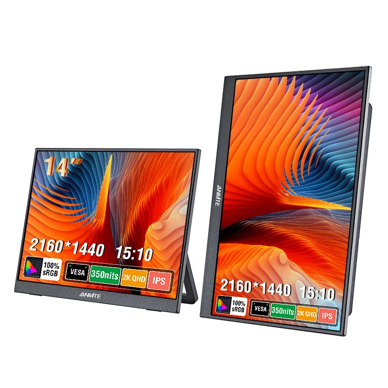 14-inch 2.5K  2160*1440 Portable Monitor 60HZ For Laptop XBox PS4 / 5 Switch TV Box Cell Phone PC Extension  Mobile