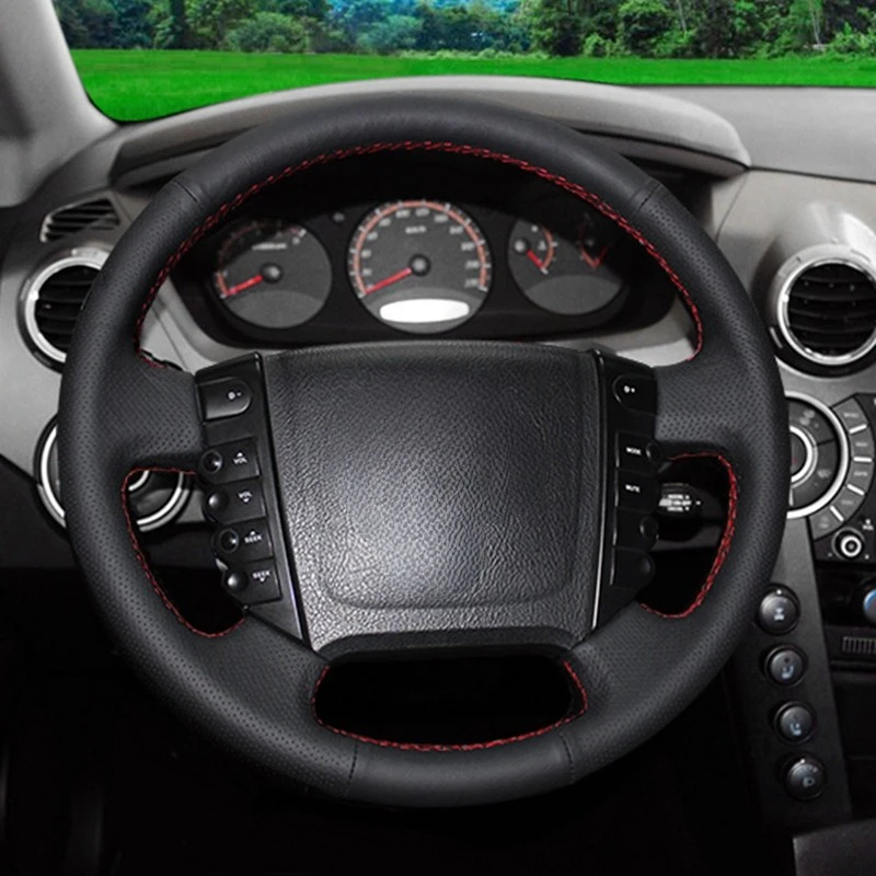 GNUPME Black Artificial Leather Hand-stitched Car Steering Wheel Cover for Ssangyong Korando 2011-2014 Interio Accessories Parts